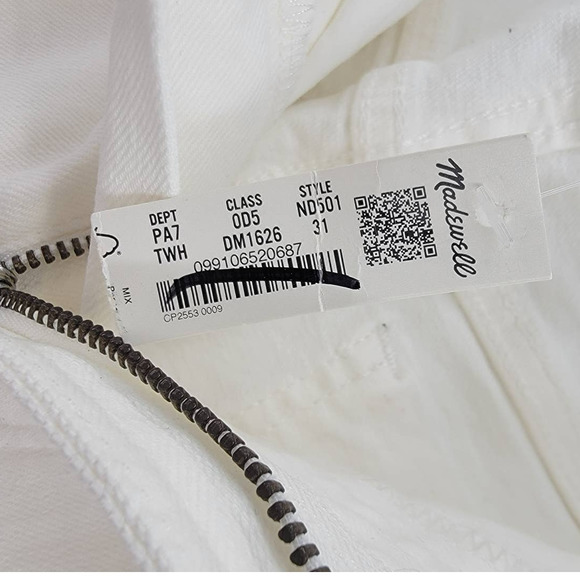 Madewell Perfect High Rise Vintage Jean 31 Tile White NWT - Picture 8 of 10